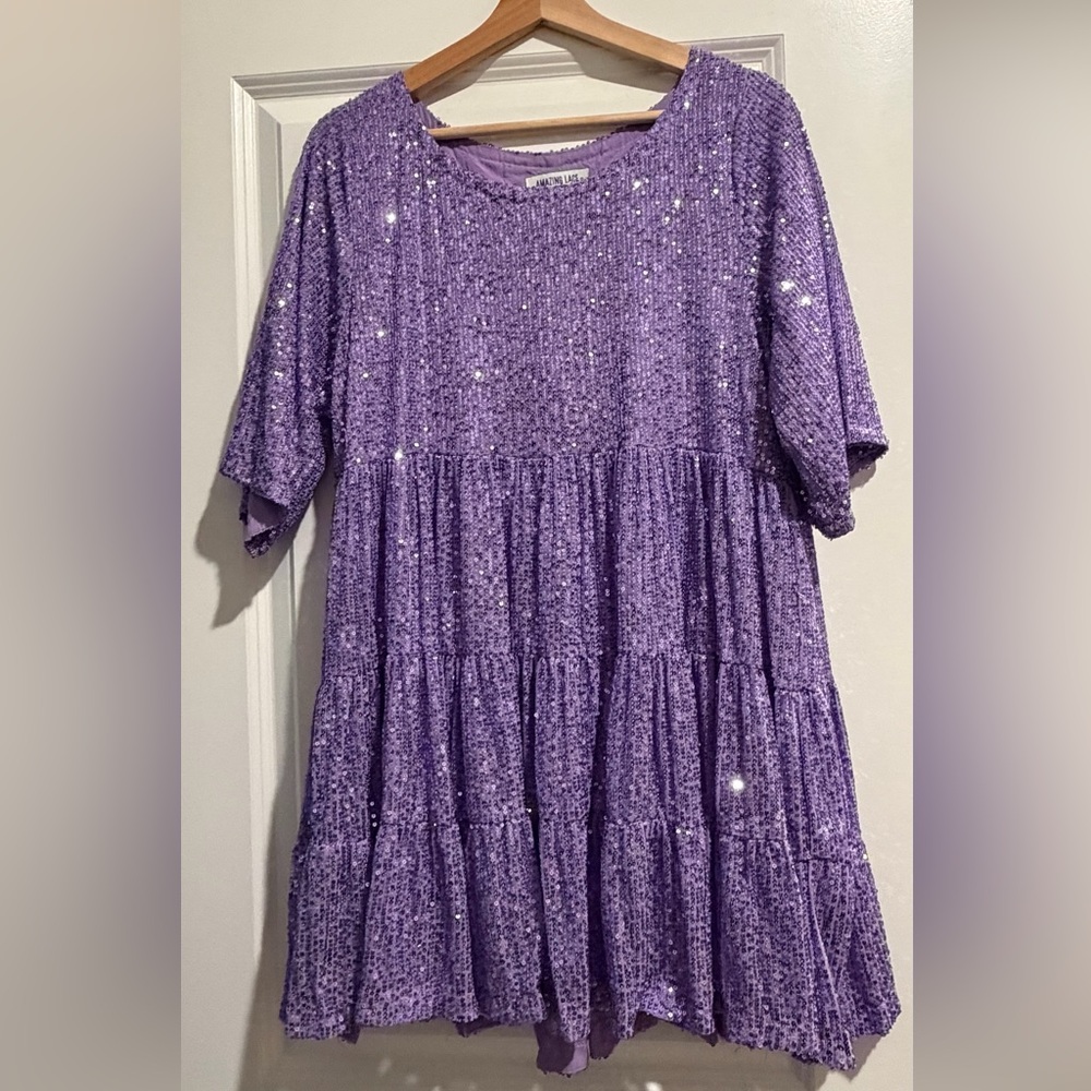 Amazing Lace Lavender Sequin Top